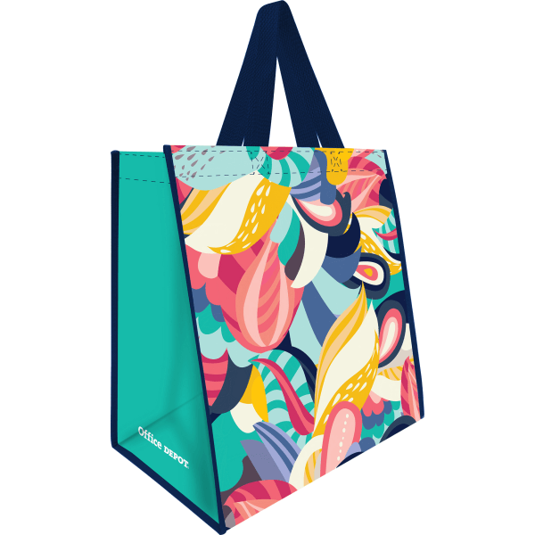 slide 1 of 1, Office Depot Brand Reusable Shopping Bag, 13-1/2"H X 15"W X 9-1/4"D, Floral, 1 ct