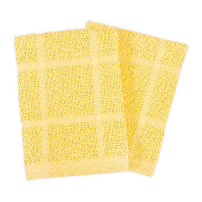 slide 1 of 4, KitchenSmart Colors Solid Dish Cloths - Canary, 2 ct