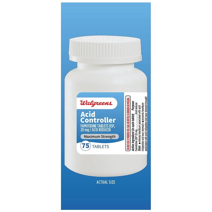 slide 3 of 4, Walgreens Maximum Strength Acid Controller, 20 mg, Tablets, 75 ct