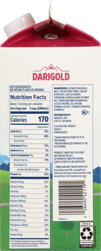 slide 4 of 5, Darigold Nutrition+ Whole Ultra-Filtered Milk 59 fl oz, 59 fl oz