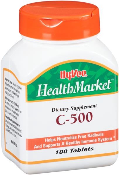 slide 1 of 1, Hy-Vee HealthMarket C-500 Dietary Supplement Tablets, 100 ct