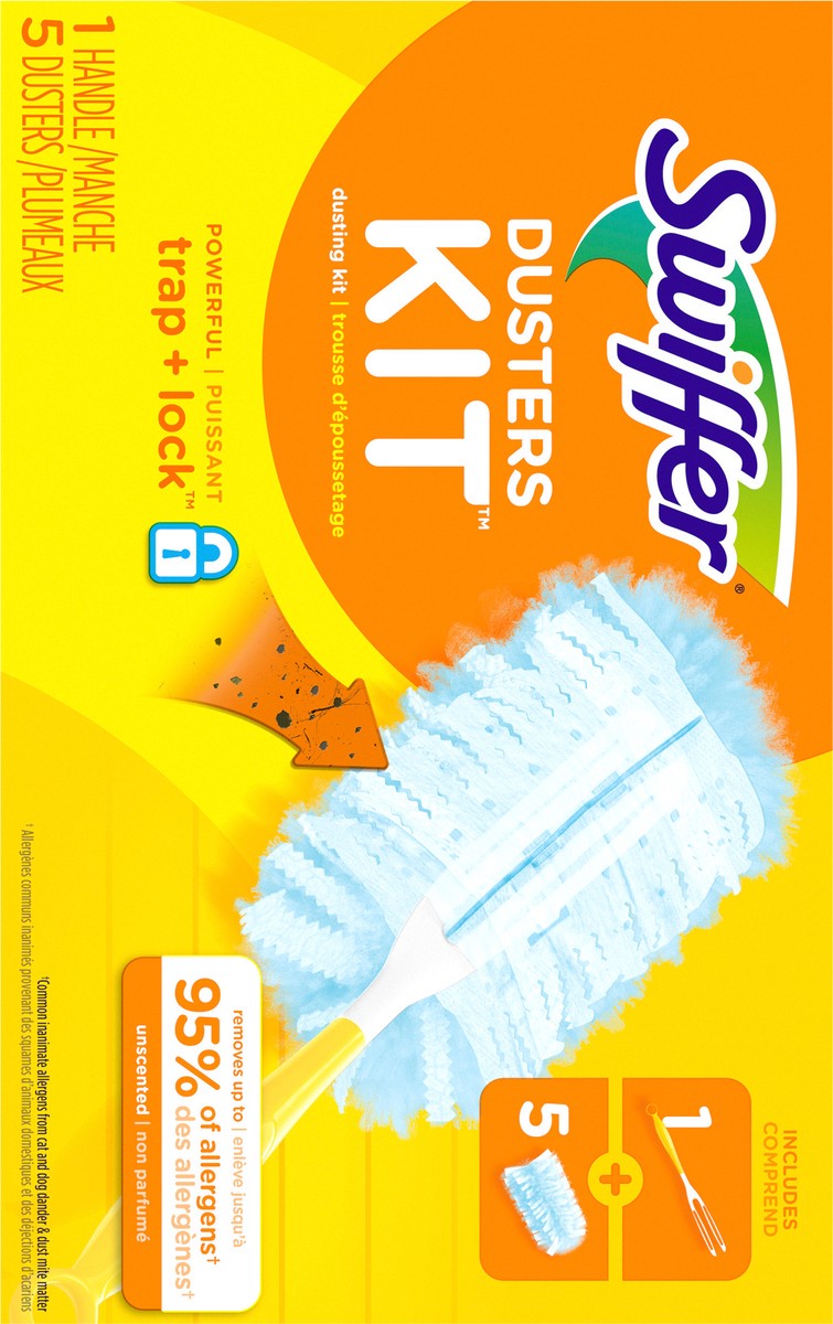 slide 2 of 3, Swiffer Dusters Starter Kit for Cleaning, Kit Includes 1 Handle and 5 Dusters, 1 ct