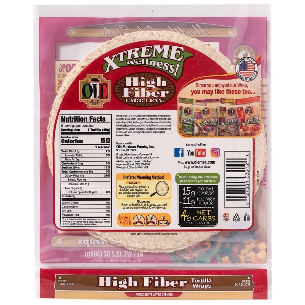 slide 2 of 3, Olé Mexican Foods Xtreme Wellness High Fiber Low Carb Tortilla Wraps, 8 ct; 12.7 oz