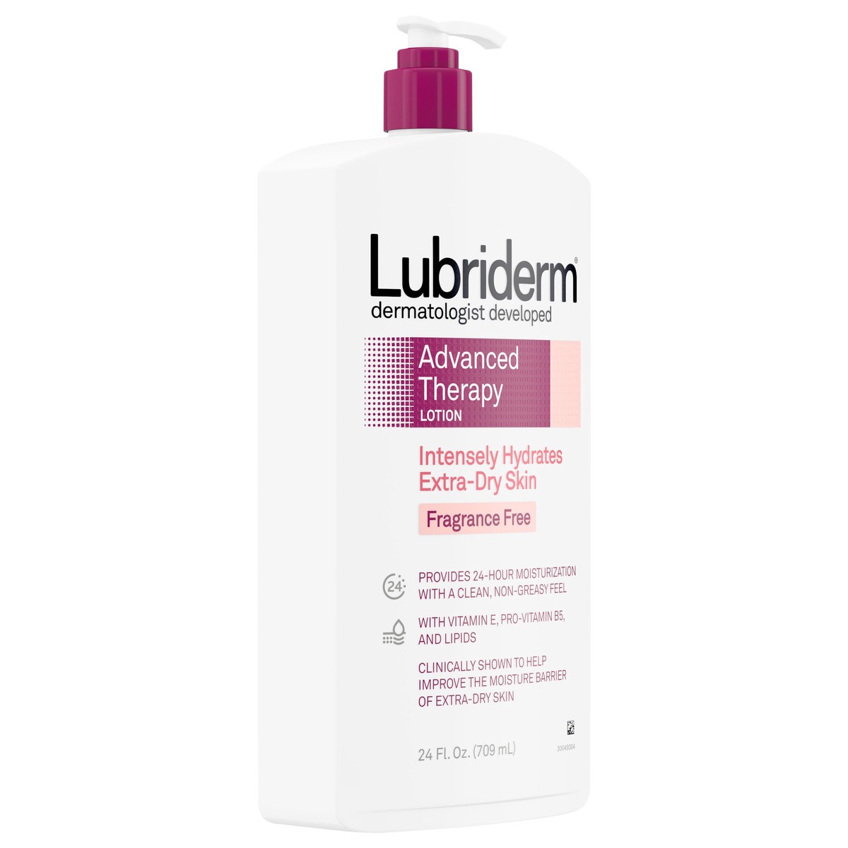 slide 7 of 7, Lubriderm Advanced Therapy Fragrance Free Moisturizing Hand & Body Lotion + Pro-Ceramide with Vitamins E & Pro-Vitamin B5, Intense Hydration for Itchy, Extra Dry Skin, Non-Greasy, 24 Fl. Oz, 24 fl oz