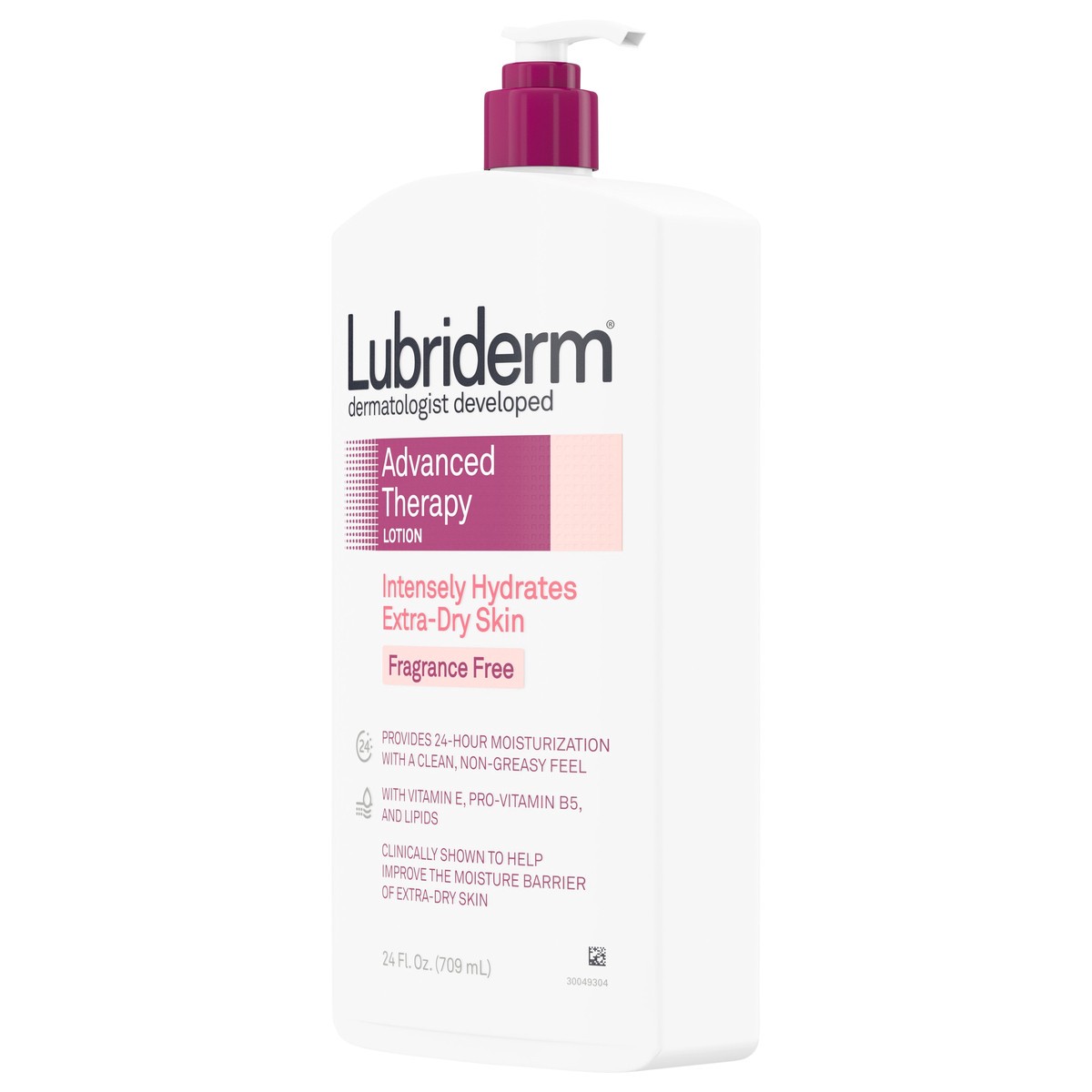 slide 4 of 7, Lubriderm Advanced Therapy Fragrance Free Moisturizing Hand & Body Lotion + Pro-Ceramide with Vitamins E & Pro-Vitamin B5, Intense Hydration for Itchy, Extra Dry Skin, Non-Greasy, 24 Fl. Oz, 24 fl oz