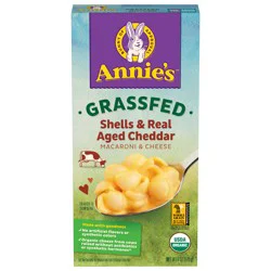 Annie's Organic Macaroni and Cheese Dinner, Shells and Real Aged Cheddar, Grassfed, 6 oz