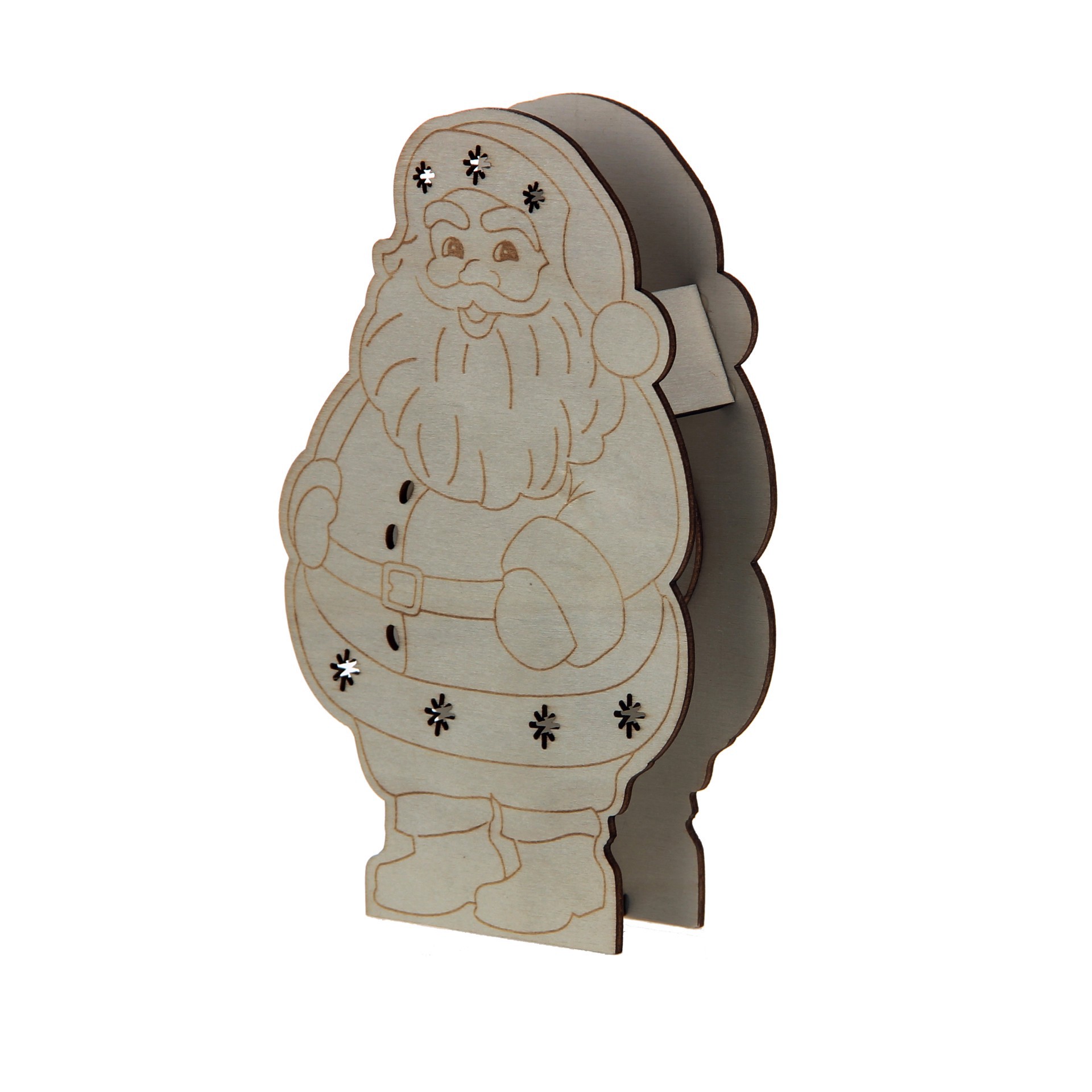 slide 2 of 3, 6.5" Diy Santa Led Wood Decor By Make Market, 4.05 in x 1.18 in x 6.5 in