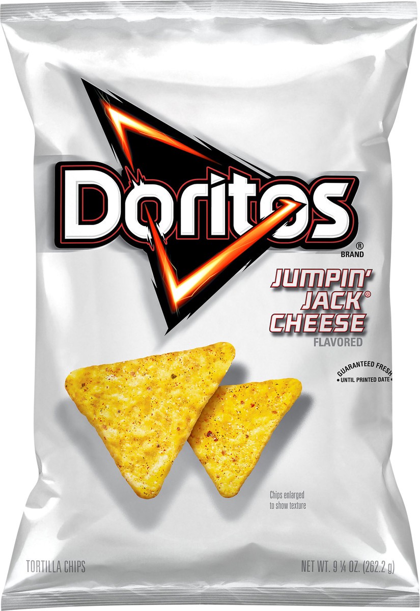 slide 3 of 4, Doritos Tortilla Chips, Jumpin' Jack Cheese Flavored, 9.25 oz