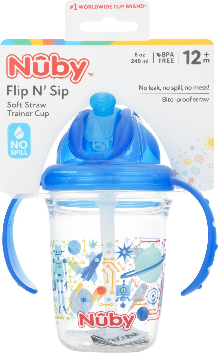 slide 5 of 9, Nuby 12m+ Flip N' Sip Soft Straw Trainer Cup 1 ea, 1 ct