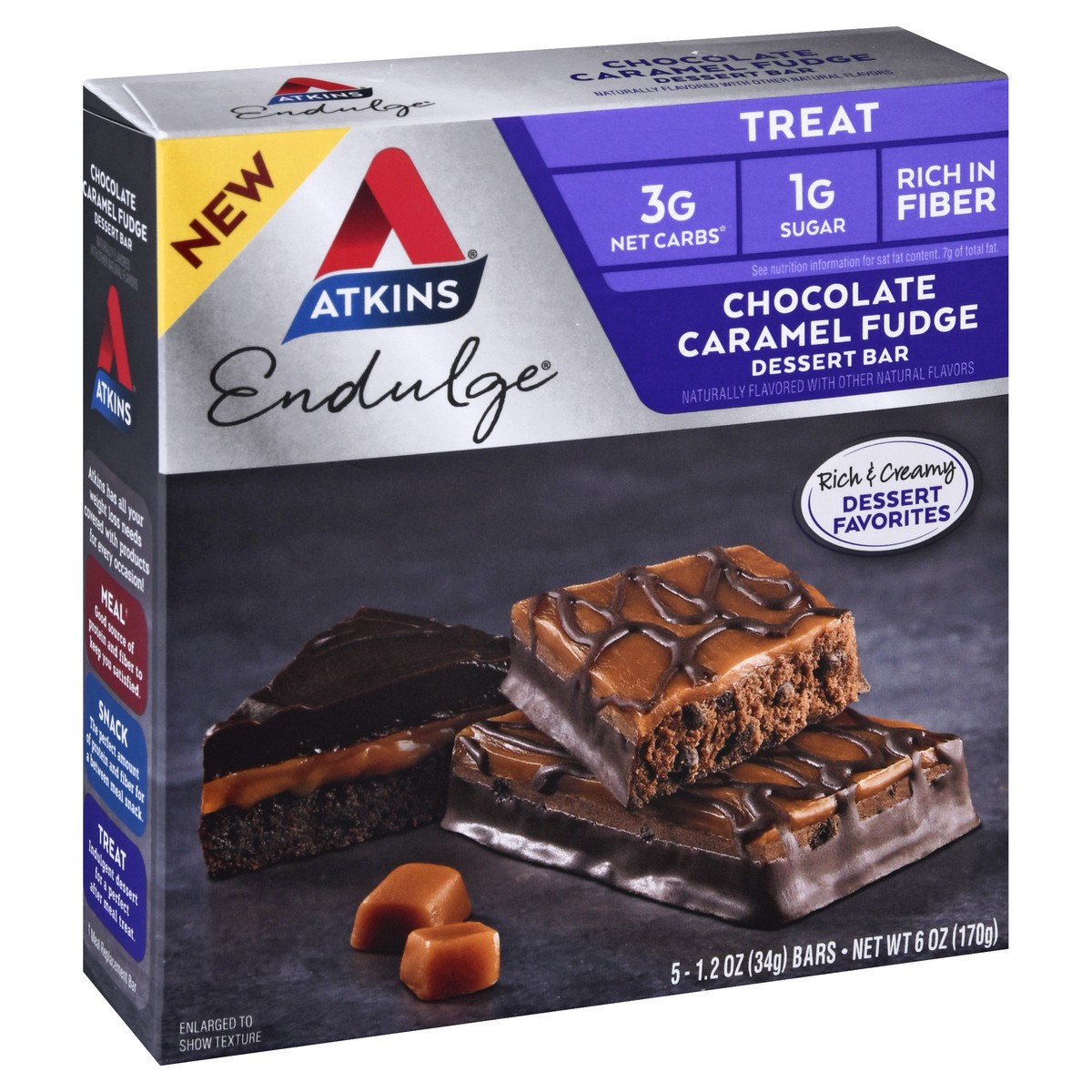 slide 2 of 9, Atkins Choc Caramel Endulge Treat Bar 5Ct, 6 oz