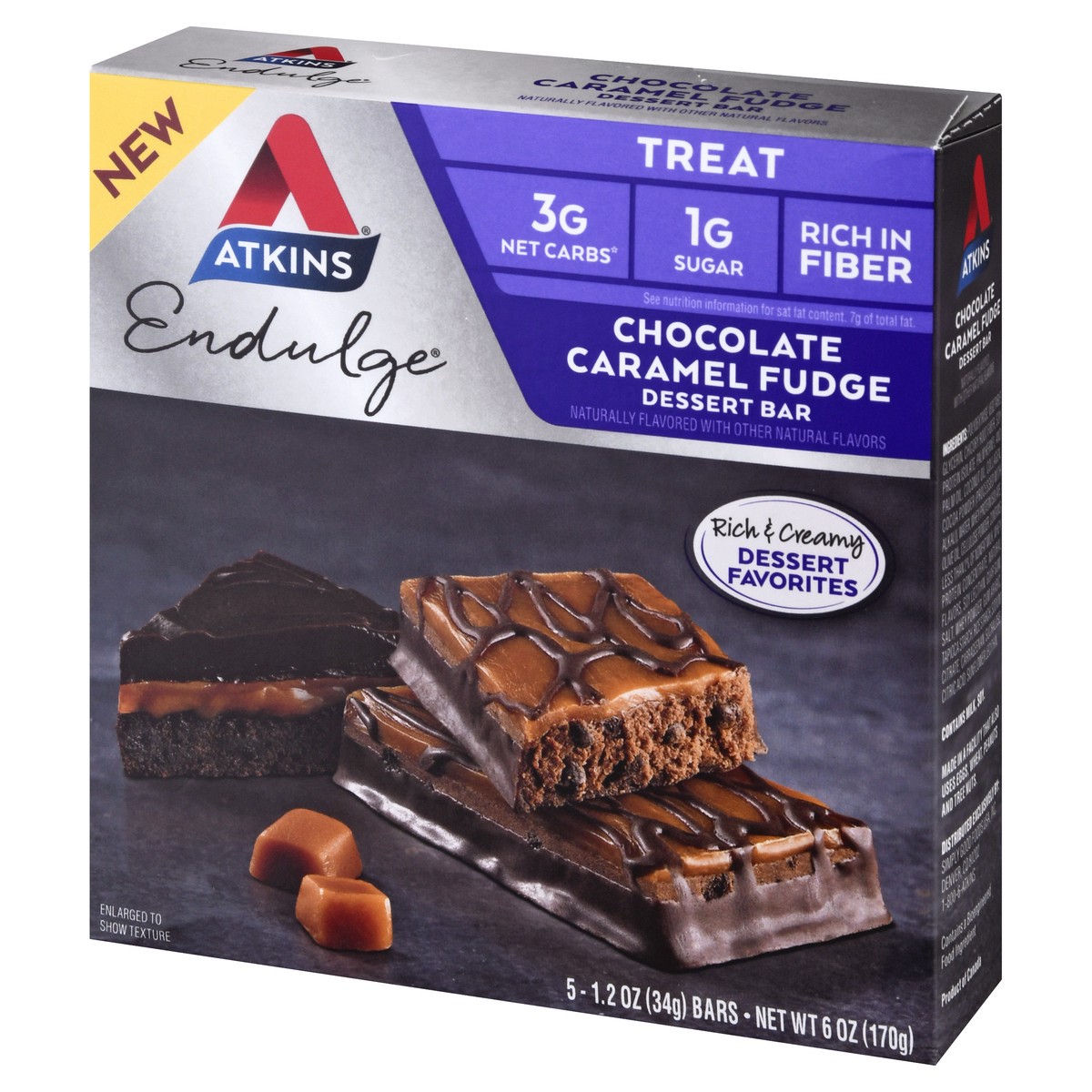 slide 3 of 9, Atkins Choc Caramel Endulge Treat Bar 5Ct, 6 oz