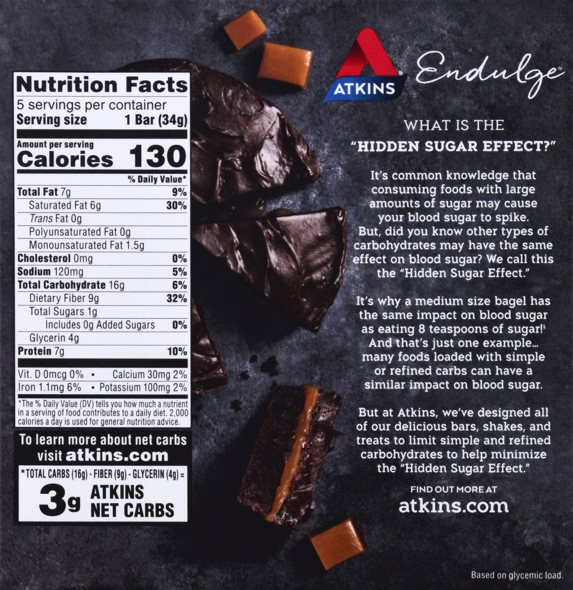 slide 9 of 9, Atkins Choc Caramel Endulge Treat Bar 5Ct, 6 oz