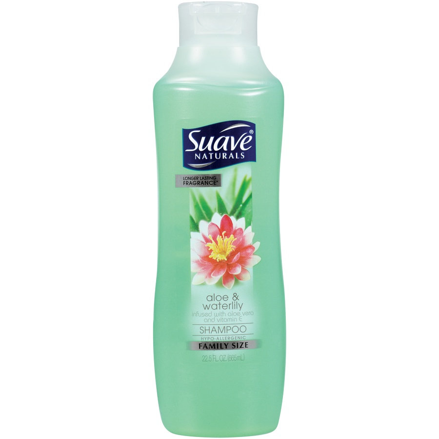 slide 1 of 1, Suave Shampoo, Aloe & Waterlily, Family Size, 22.5 oz