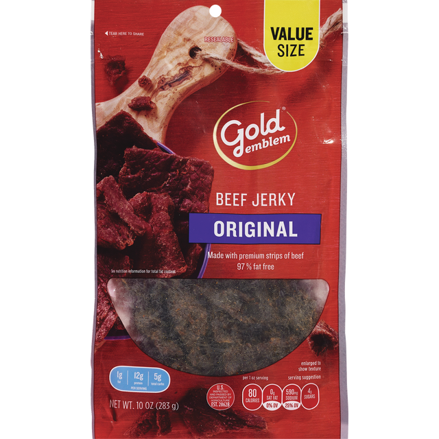 slide 1 of 1, Gold Emblem Jerky Beef Original Flavor, 10 oz