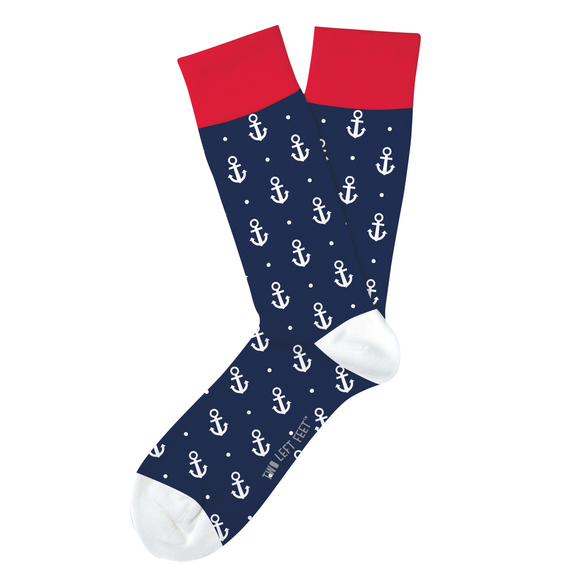 slide 1 of 1, Two Left Feet Anchors Away Big Feet Socks, 1 pair