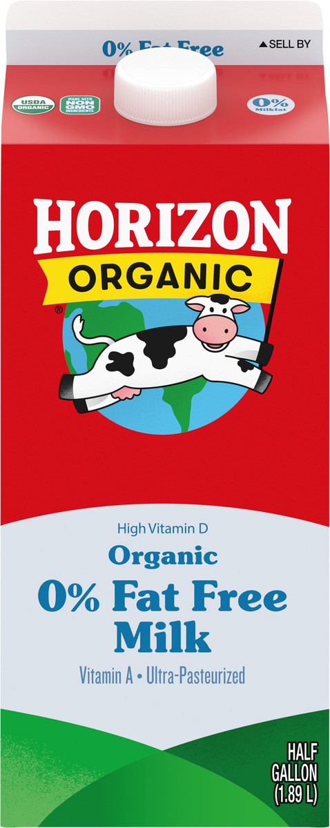 slide 14 of 15, Horizon Organic High Vitamin D Nonfat Milk, High Vitamin D Milk, 64 FL OZ Half Gallon Carton, 64 fl oz