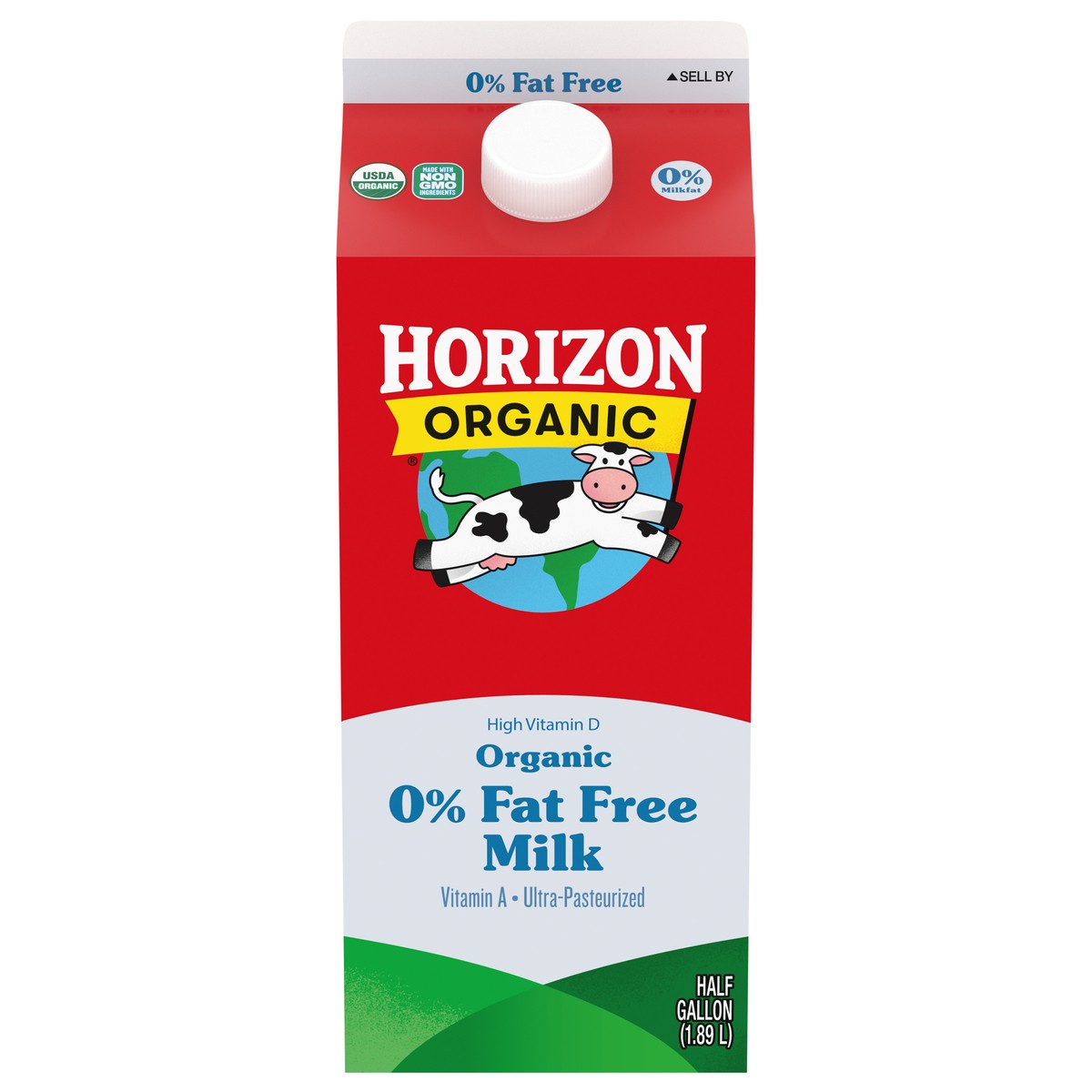 slide 15 of 15, Horizon Organic High Vitamin D Nonfat Milk, High Vitamin D Milk, 64 FL OZ Half Gallon Carton, 64 fl oz