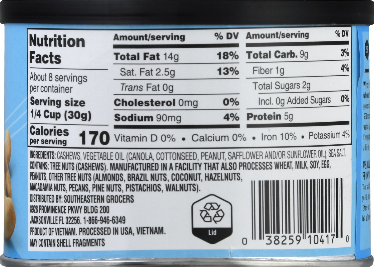 slide 7 of 10, SE Grocers Salted Cashews Colossal, 8 oz