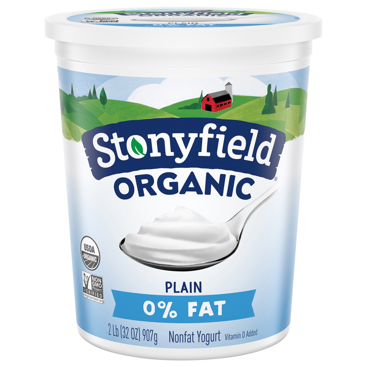 slide 1 of 2, Stonyfield Organic Nonfat Yogurt, Plain, 32 oz., 32 oz