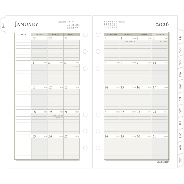 slide 4 of 9, AT-A-GLANCE® 2026 Weekly Monthly Planner Refill, Loose-Leaf, Portable Size, 3 3/4"" x 6 3/4"", 1 ct