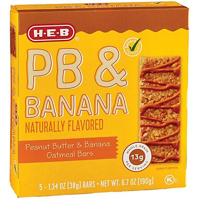 slide 1 of 1, H-E-B Select Ingredients Peanut Butter & Banana Oatmeal Bars, 5 ct