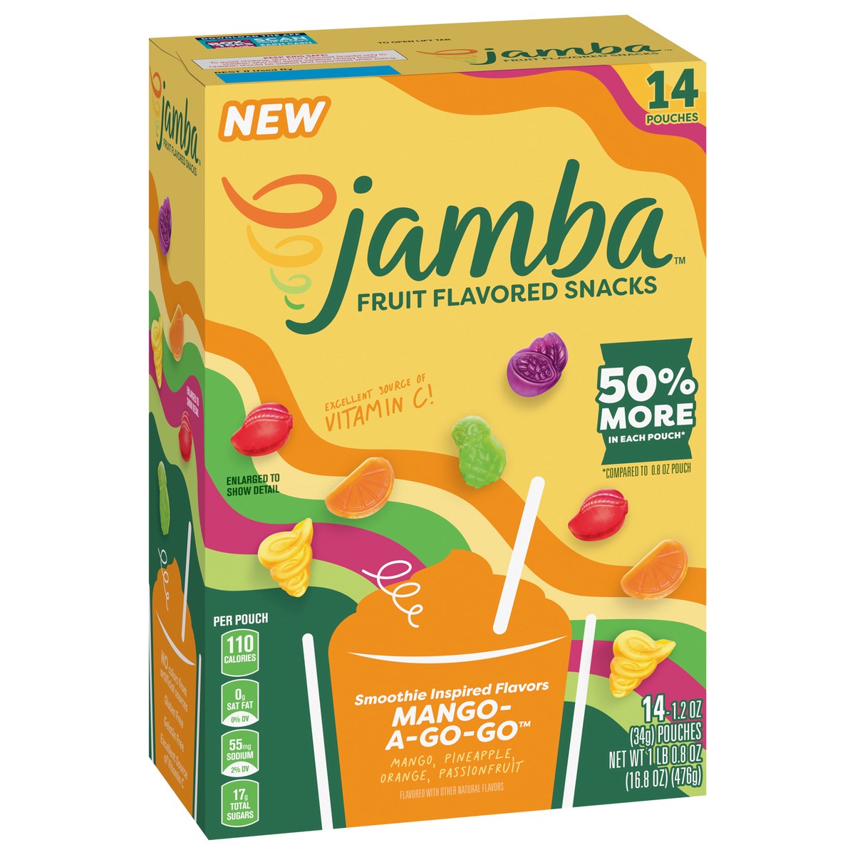 slide 7 of 13, Jamba Mango- A-Go-Go Fruit Flavored Snacks 14 Count, 16.8 OZ, 14 ct