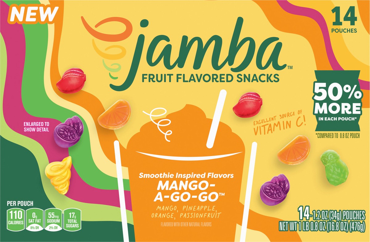 slide 12 of 13, Jamba Mango- A-Go-Go Fruit Flavored Snacks 14 Count, 16.8 OZ, 14 ct