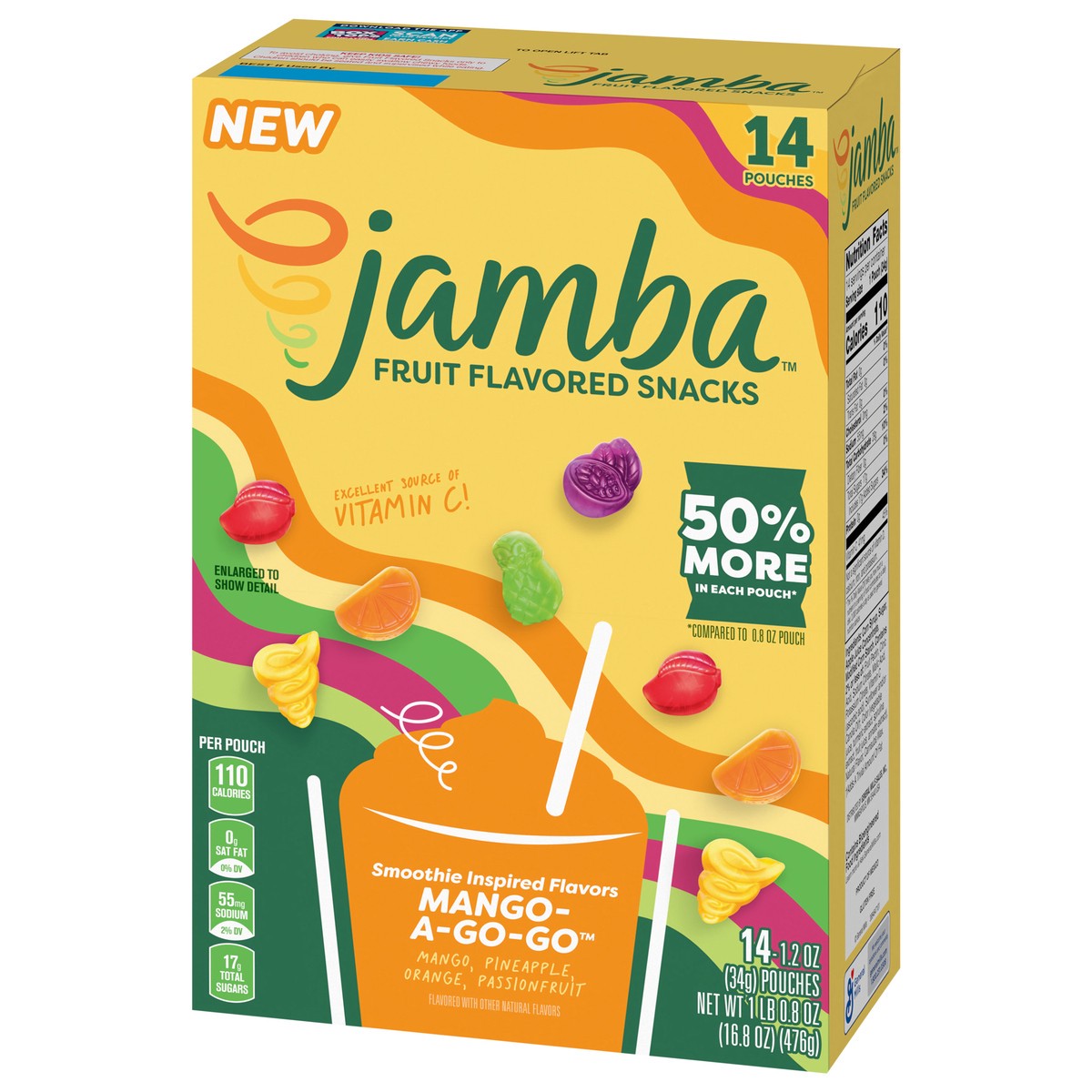 slide 3 of 13, Jamba Mango- A-Go-Go Fruit Flavored Snacks 14 Count, 16.8 OZ, 14 ct