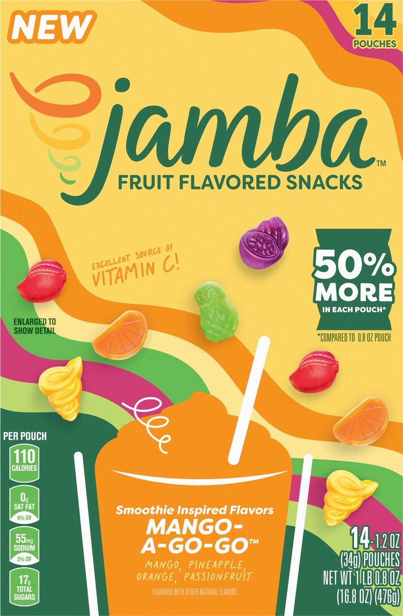 slide 11 of 13, Jamba Mango- A-Go-Go Fruit Flavored Snacks 14 Count, 16.8 OZ, 14 ct
