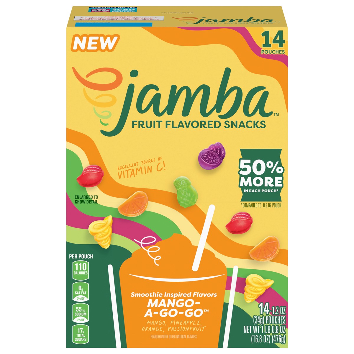 slide 1 of 13, Jamba Mango- A-Go-Go Fruit Flavored Snacks 14 Count, 16.8 OZ, 14 ct