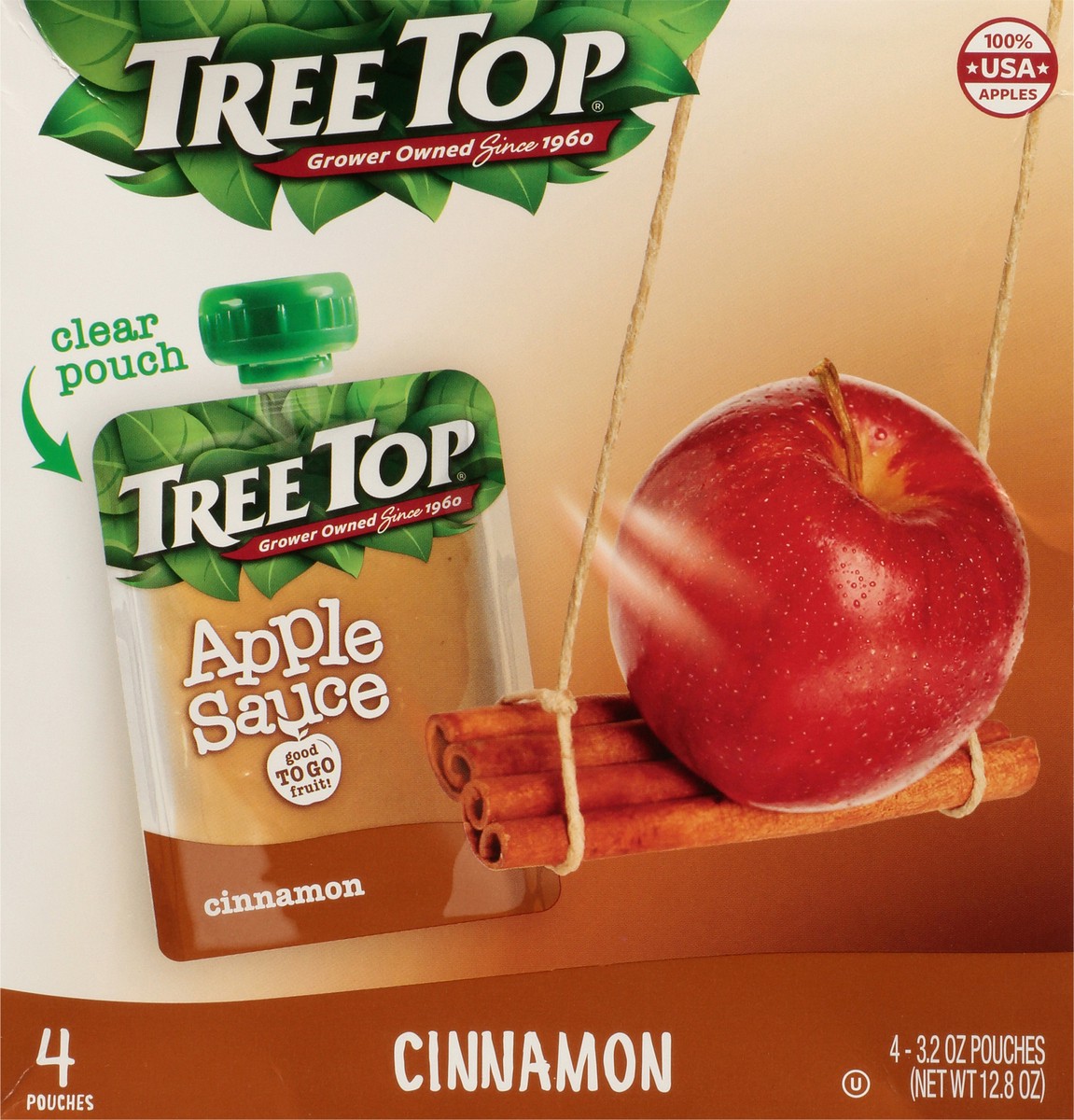 slide 1 of 6, Tree Top 4 Pack Cinnamon Apple Sauce 4 - 3.2 oz Pouches, 4 ct