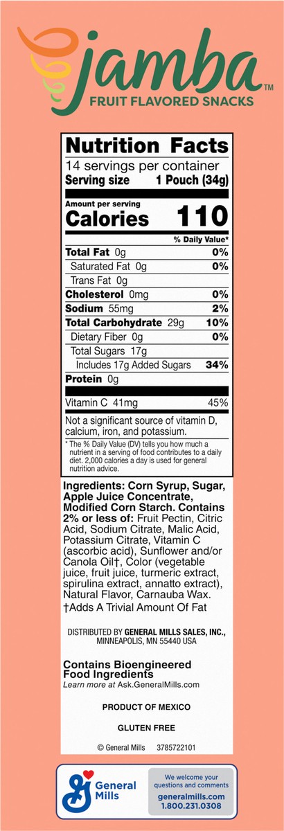 slide 7 of 13, Jamba Fruit Flavored Snacks, Strawberry Surf Rider, Smoothie Inspired Flavors, Gluten Free Snack, 16.8 oz (14 Pouches), 14 ct
