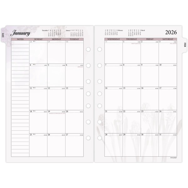 slide 4 of 7, AT-A-GLANCE® 2026 Monthly Planner Refill, Loose-Leaf, Desk Size, 5 1/2"" x 8 1/2"", 1 ct