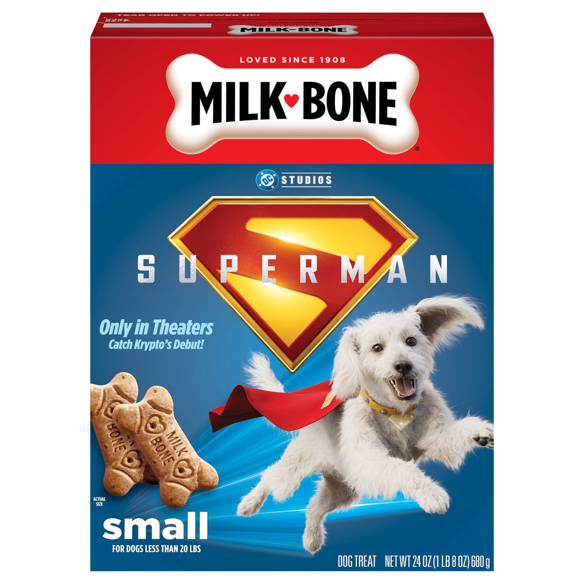 slide 1 of 14, Milk-Bone Original Dog Biscuits, Small Dog Treats, Limited-Edition Superman Movie Box, 24 Oz., 24 oz