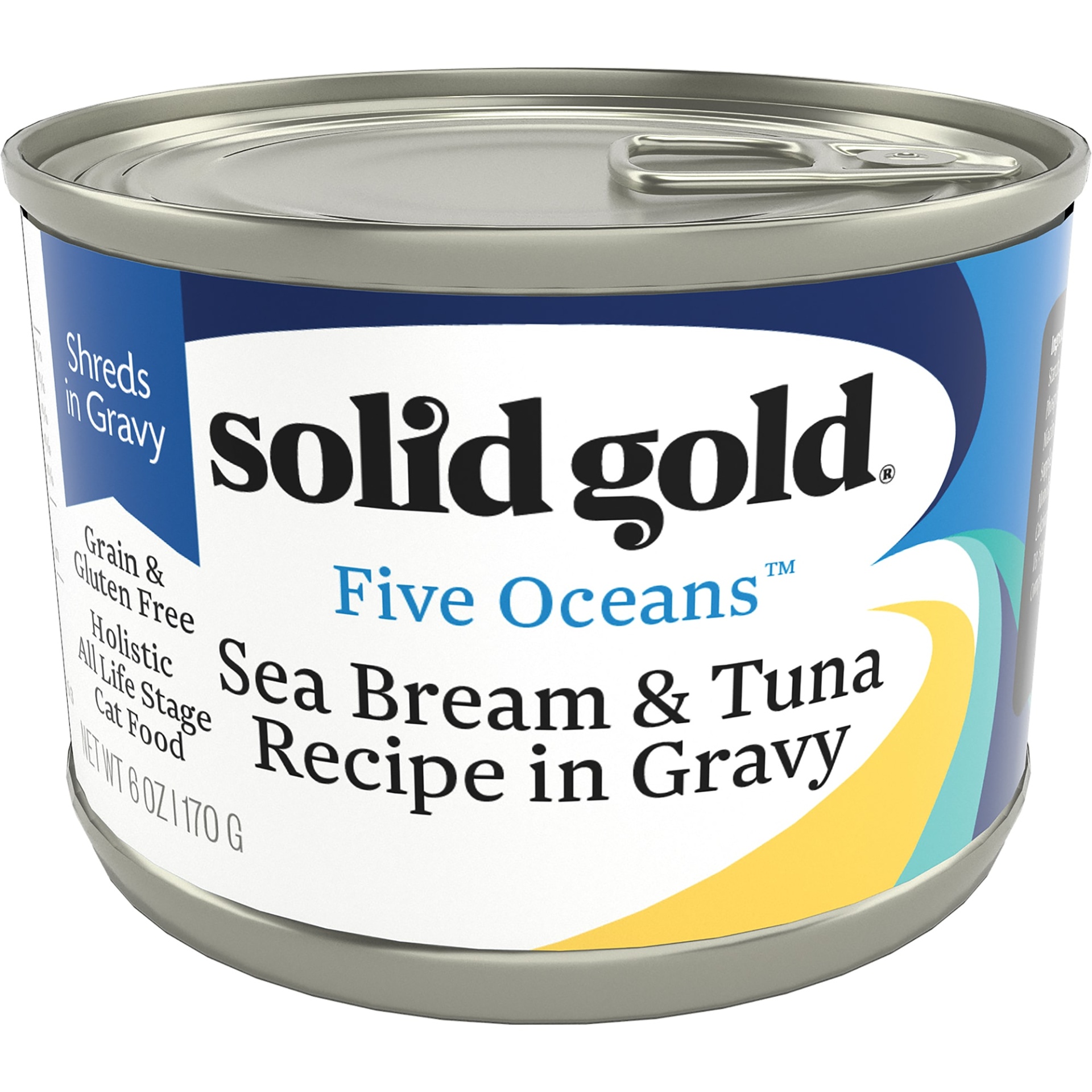 slide 1 of 1, Solid Gold Five Oceans Sea Bream & Tuna Grain Free Canned Cat Food, 6 oz