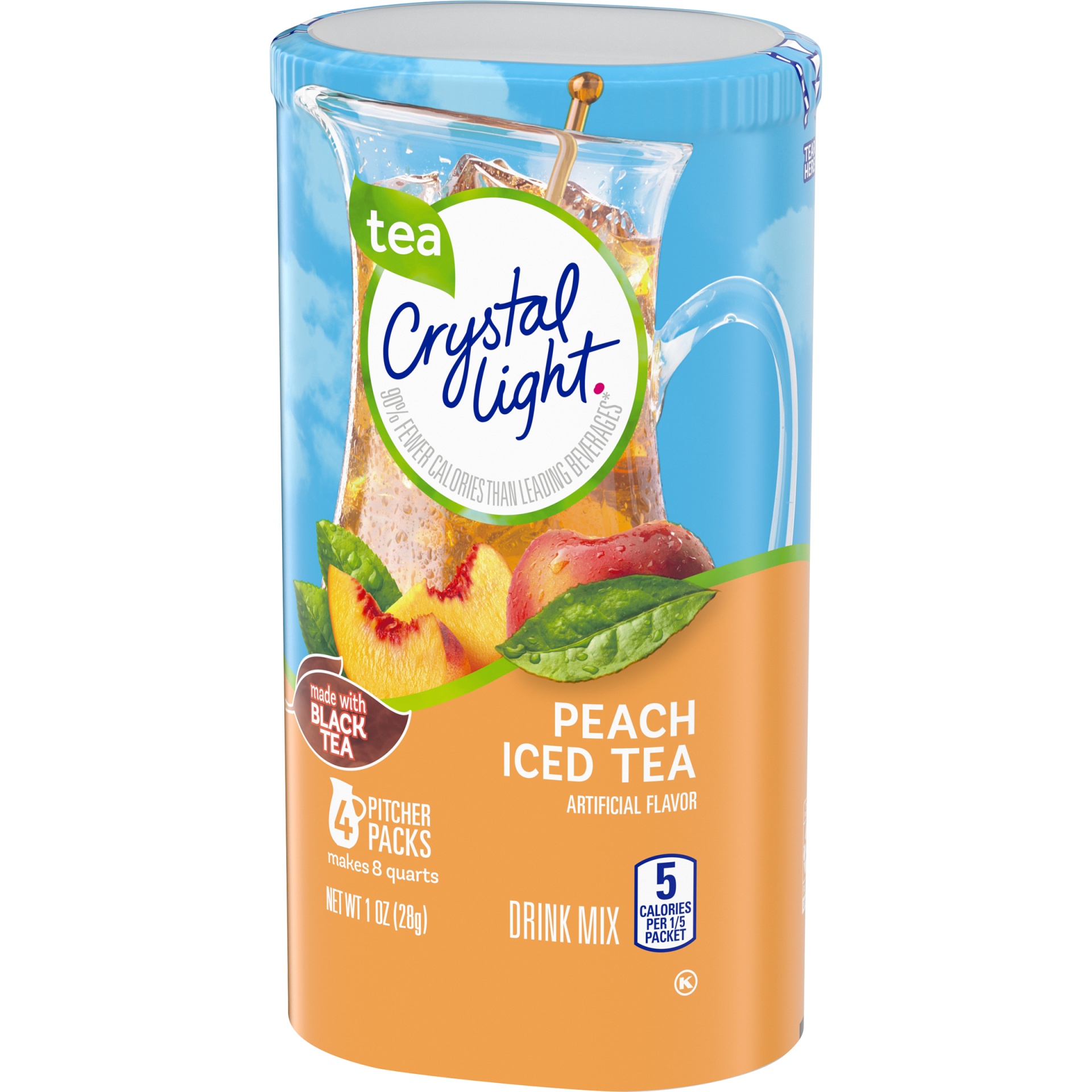 slide 6 of 9, Crystal Light Peach Iced Tea Artificially Flavored Powdered Drink Mix Pitcher, 4 ct; 1.2 oz