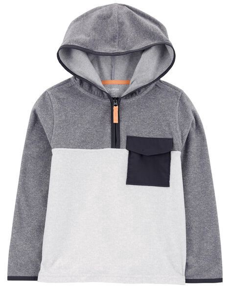 slide 1 of 2, Oshkosh Kid Colorblock Fleece Pullover - Gray Grey 7, 1 ct