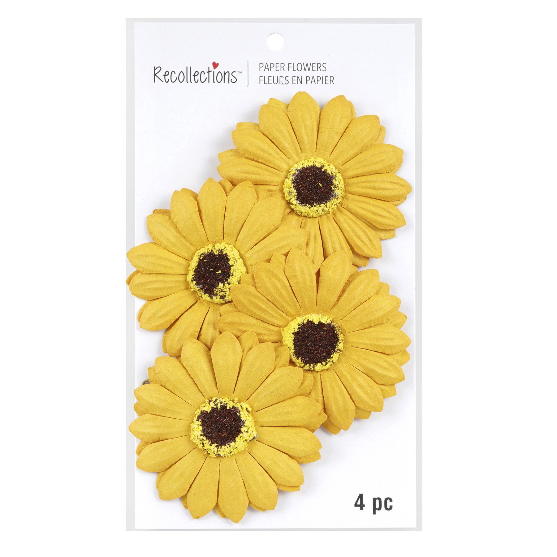 slide 2 of 3, Yellow Sunflower Paper Flowers By Recollections, 4ct., 4 ct