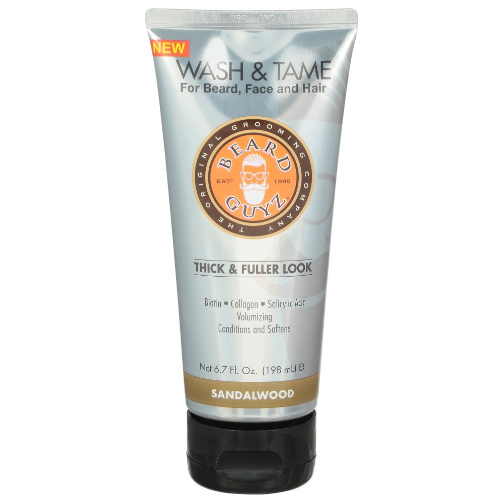 slide 1 of 2, Beard Guyz Wash & Tame For Beard Face and Hair - Sandalwood 6.7 fl oz, 6.7 oz