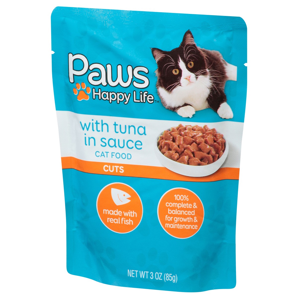 slide 14 of 18, Paws Happy Life Tuna Cuts In Sauce Cat Food Pouch, 3 oz
