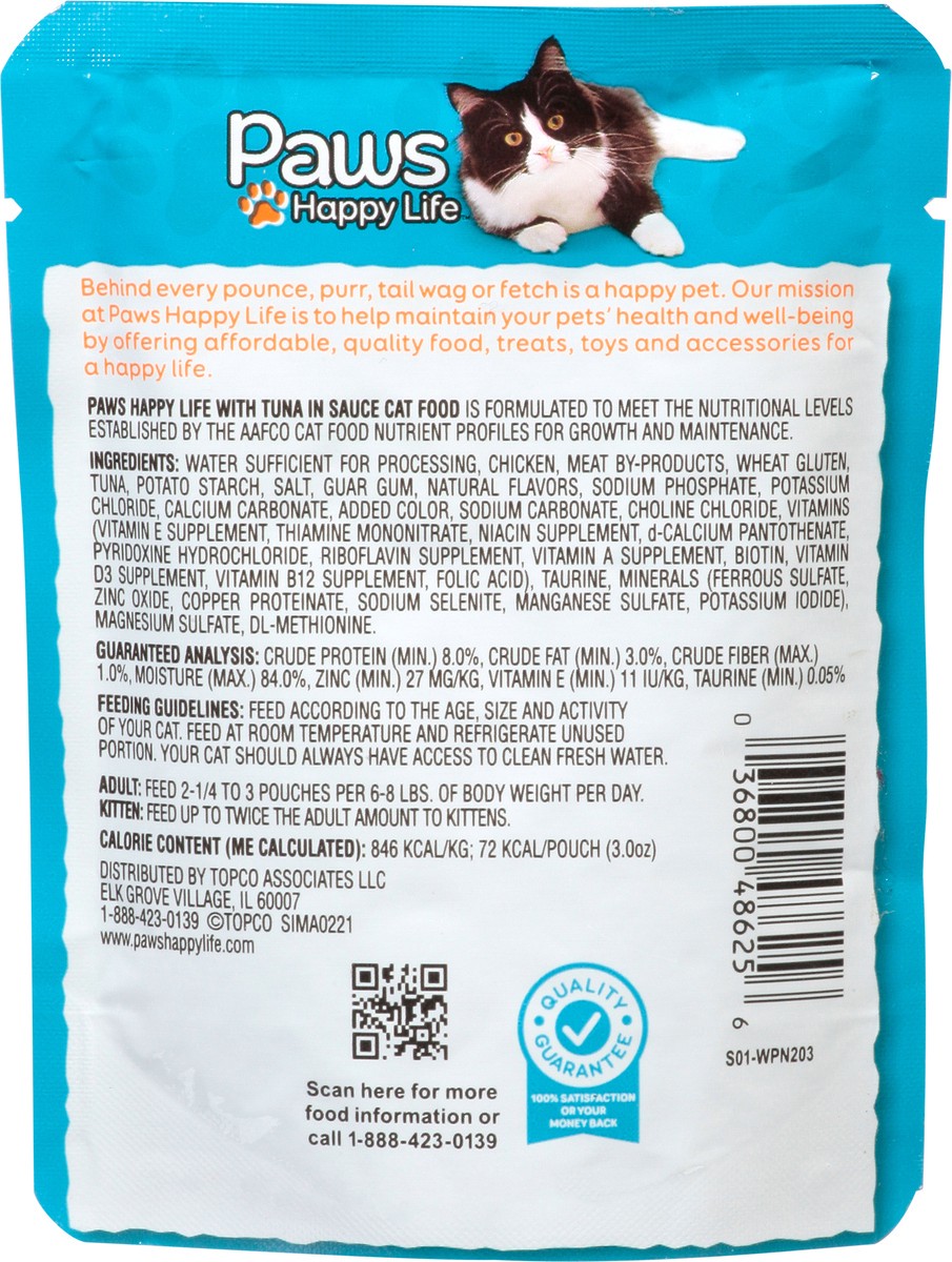 slide 5 of 18, Paws Happy Life Tuna Cuts In Sauce Cat Food Pouch, 3 oz