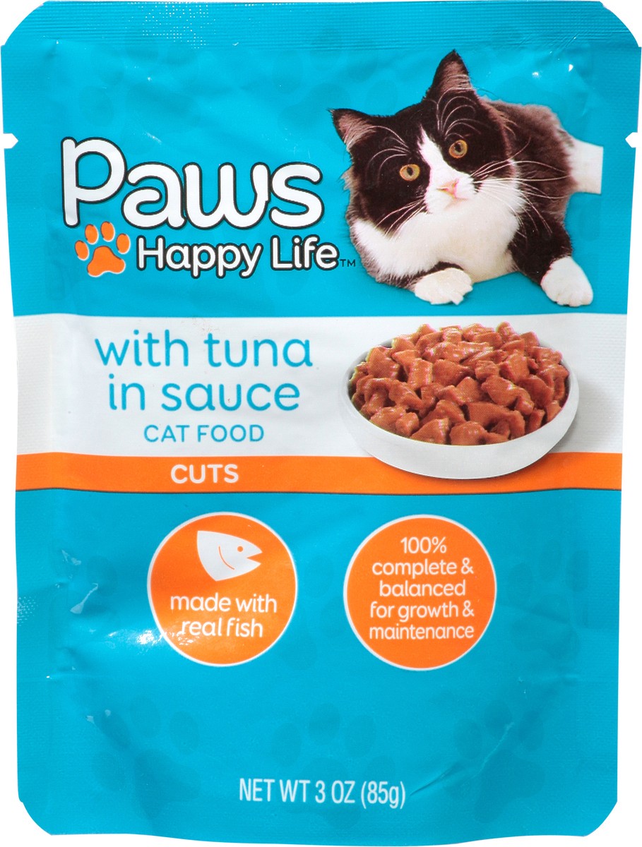 slide 4 of 18, Paws Happy Life Tuna Cuts In Sauce Cat Food Pouch, 3 oz