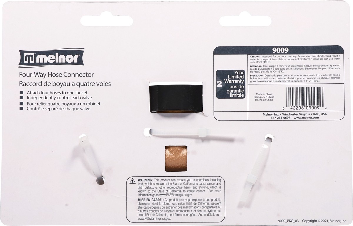 slide 11 of 12, Melnor Four-Way Hose Connector 1 ea, 1 ct