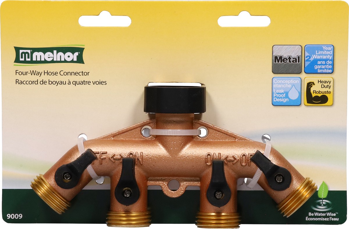 slide 8 of 12, Melnor Four-Way Hose Connector 1 ea, 1 ct