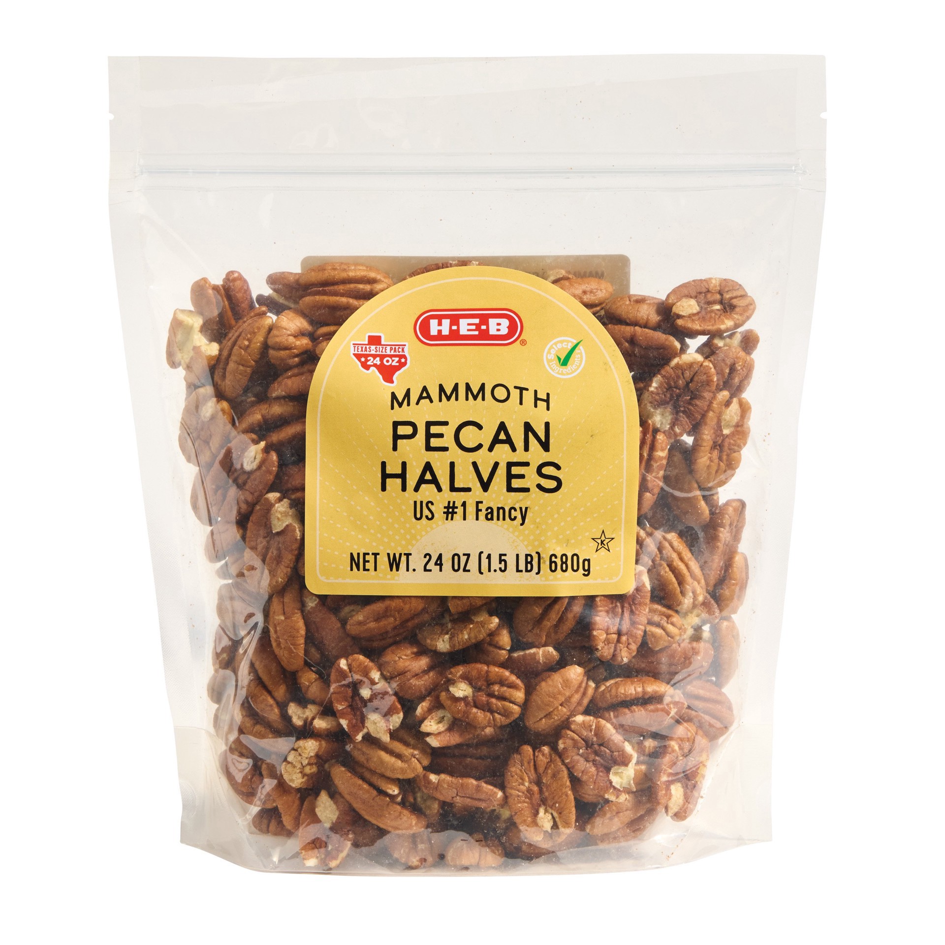 slide 1 of 1, H-E-B Mammoth Pecan Halves - Texas-Size Pack, 24 oz