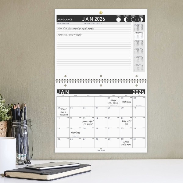 slide 5 of 9, AT-A-GLANCE® Contemporary 2026 Monthly Wall Calendar, Small, 11"" x 8 1/2"", 1 ct