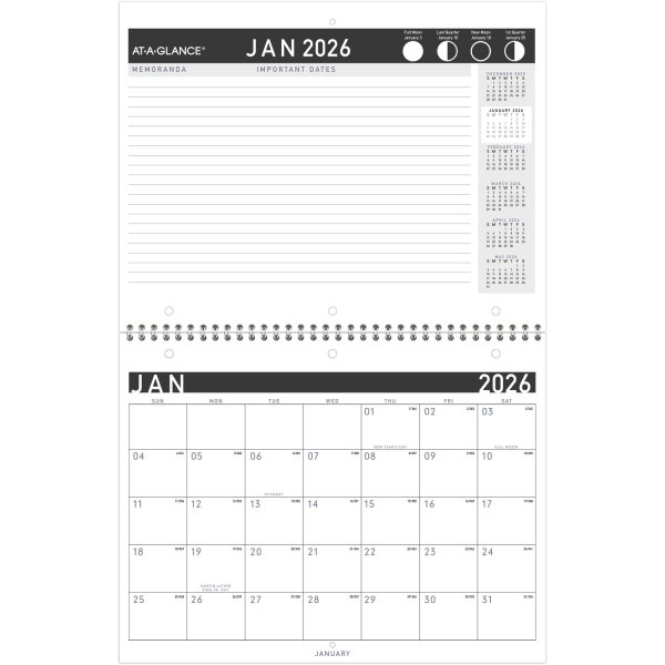 slide 4 of 9, AT-A-GLANCE® Contemporary 2026 Monthly Wall Calendar, Small, 11"" x 8 1/2"", 1 ct