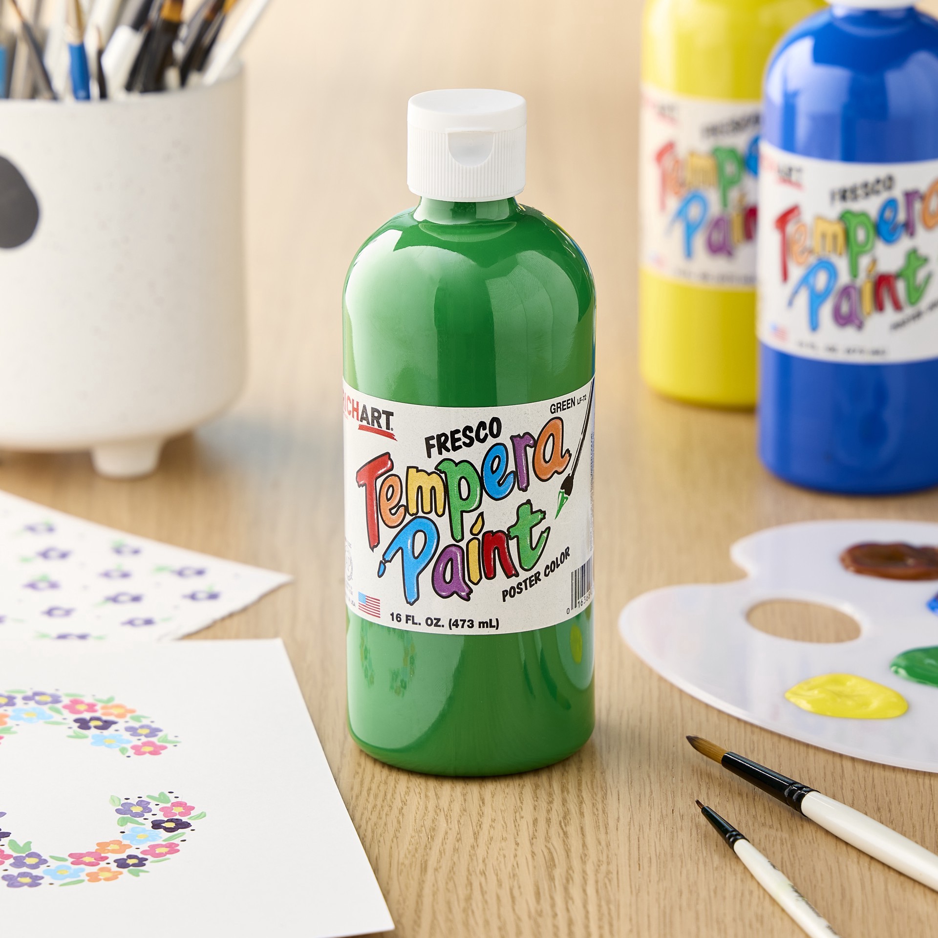 slide 2 of 3, Darice Rich Art Tempera Liquid Paint Green, 16 oz