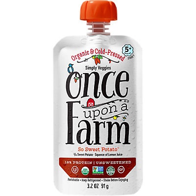 slide 1 of 1, Once Upon a Farm Organic Cold-Pressed Stage 1 Baby Food, So Sweet Potato, 3.2 oz