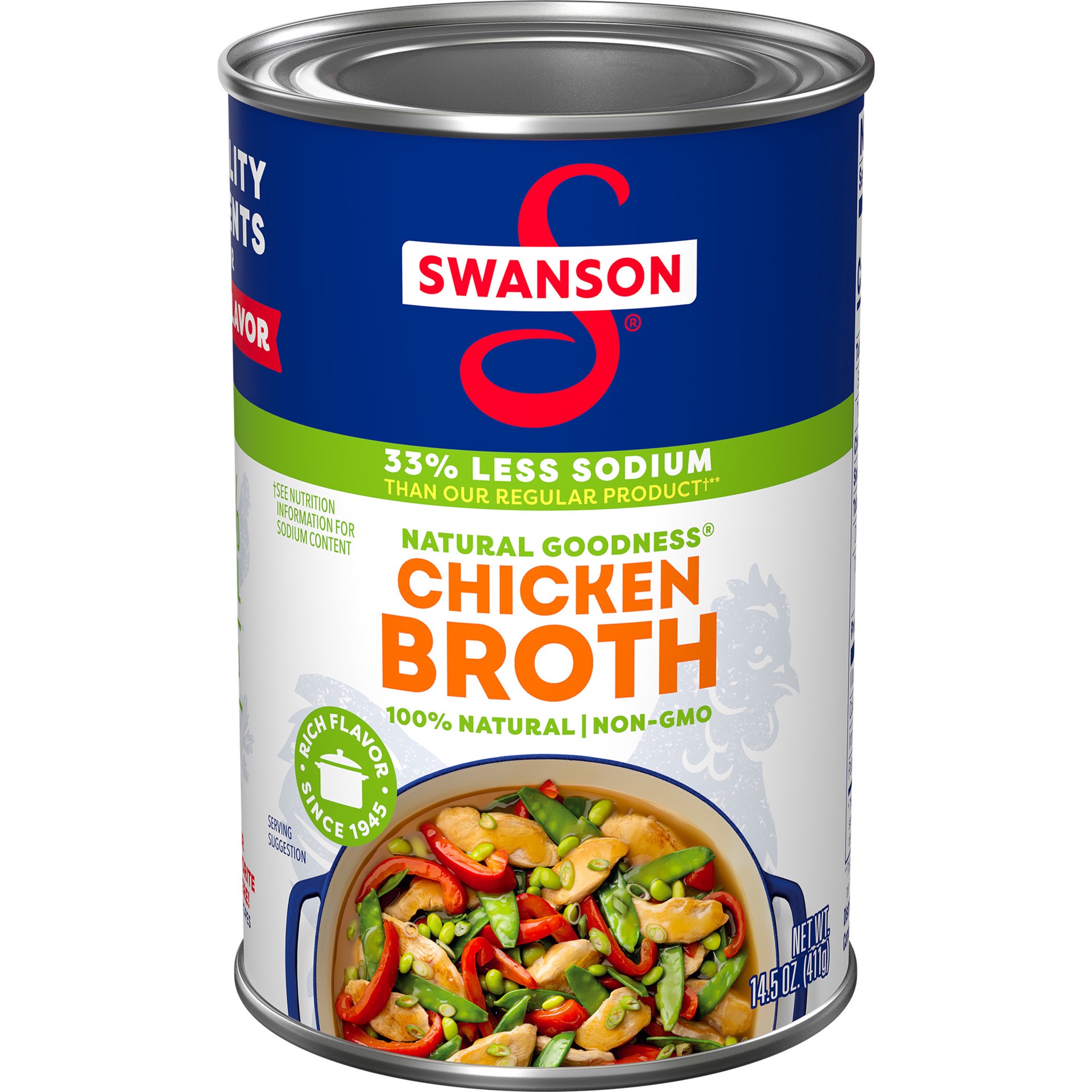 slide 1 of 5, Swanson Natural Goodness 33% Less Sodium Chicken Broth, 14.5 oz Can, 14.5 oz